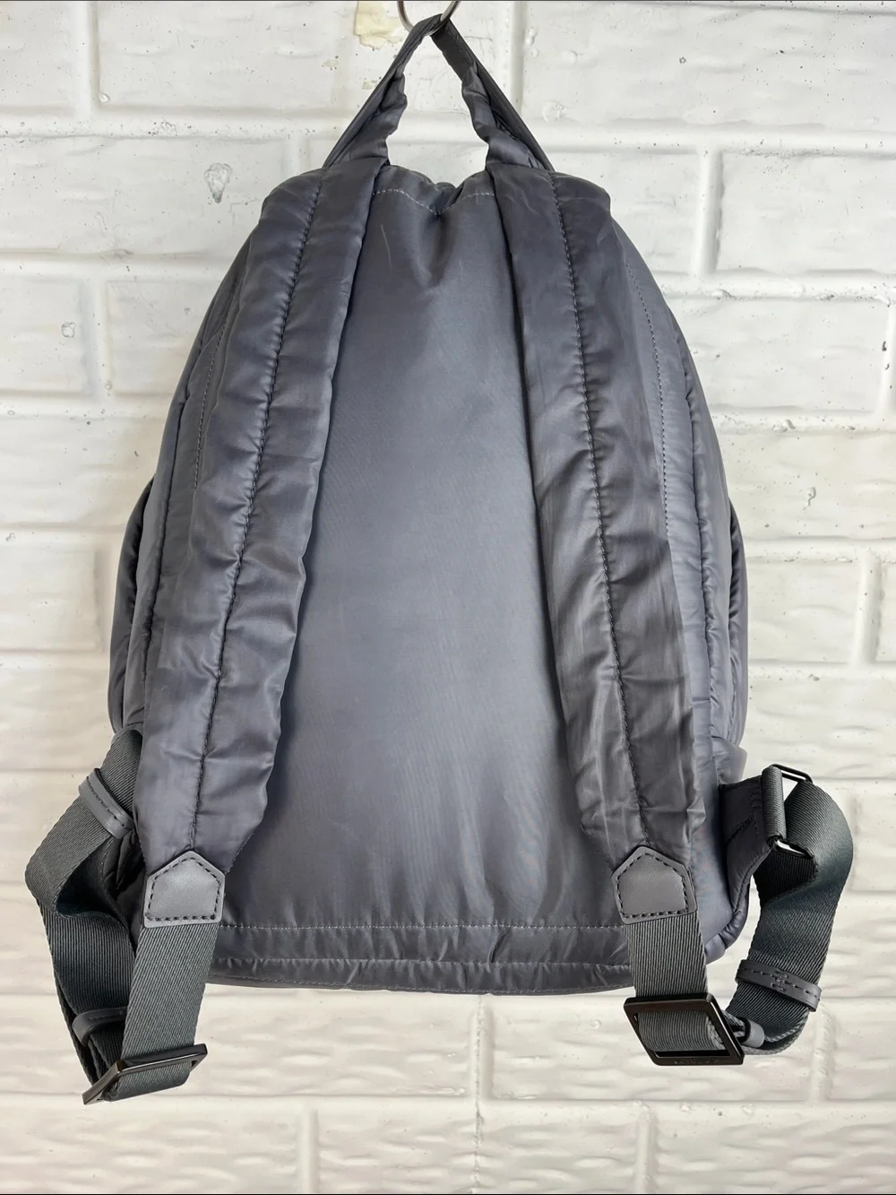 MICHAEL KORS RAE MEDIUM QUILTED NYLON BACKPACK MK LOGO DARK GRAY